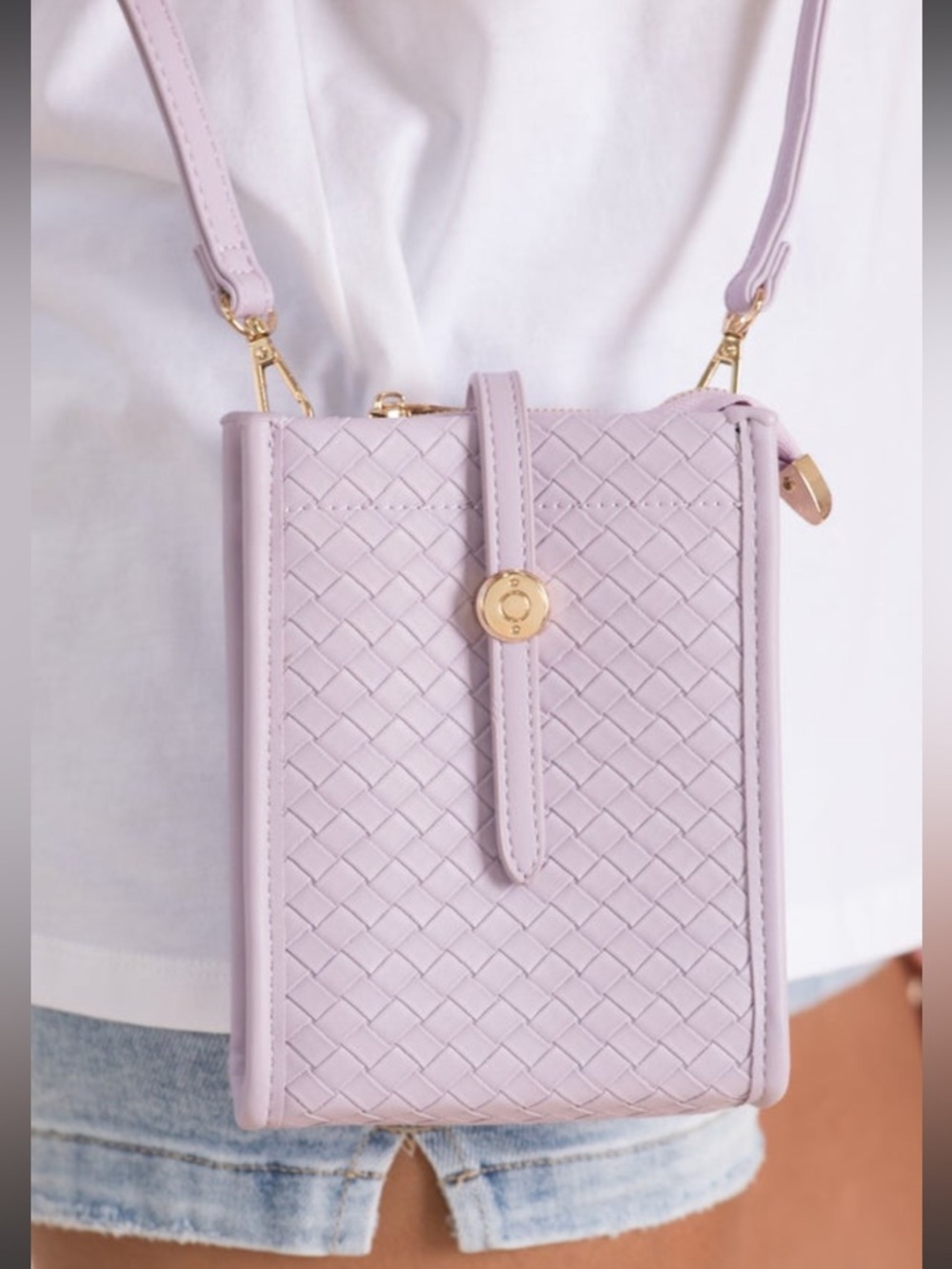 Filly Flair Woven Vegan Leather Parker Crossbody•Lavender•Spring NWOT Easter